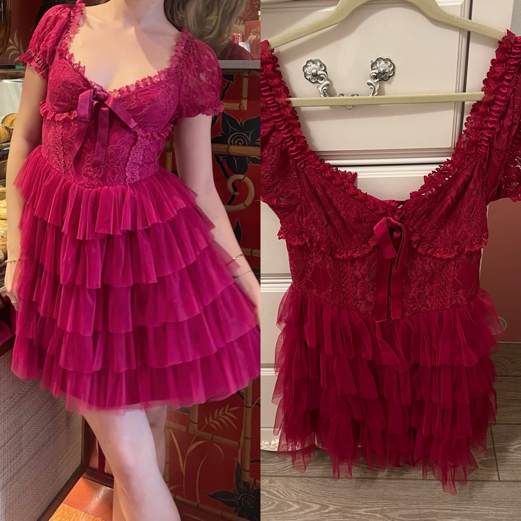 Nwt Amy Jane London Sofia Mini Burgundy Bridgerton Regency Style